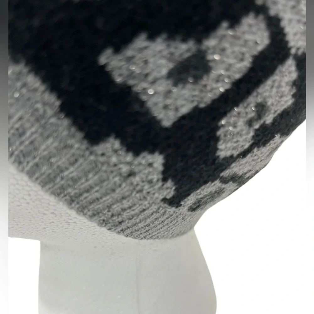 Calvin Klein Black Gray Animal Print Beanie One Size Acrylic Knit Skully Hat